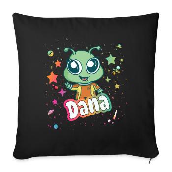 DANA - Beau nom de fille avec extraterrestre mignon - Housse de coussin décorative 45 x 45 cm - noir - Devant