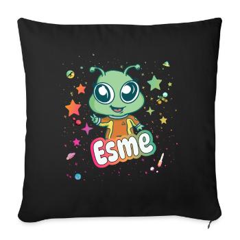 ESME - Beautiful girl name with cute alien - Sofa pillowcase 17,3'' x 17,3'' (45 x 45 cm) - black - Front