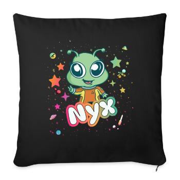NYX - Beau nom de fille avec un extraterrestre mignon - Housse de coussin décorative 45 x 45 cm - noir - Devant