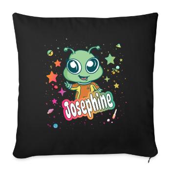 JOSEPHINE - Beautiful girl name with cute alien - Sofa pillowcase 17,3'' x 17,3'' (45 x 45 cm) - black - Front