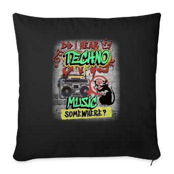 Hardcore Rave Music Raver des années 90 EDM House DJ Rave - Housse de coussin décorative 45 x 45 cm - noir - Devant