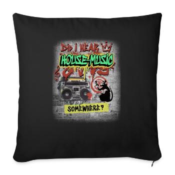 Hardcore Musique Rave Raver Années 90 EDM DJ Rave Techno - Housse de coussin décorative 45 x 45 cm - noir - Devant