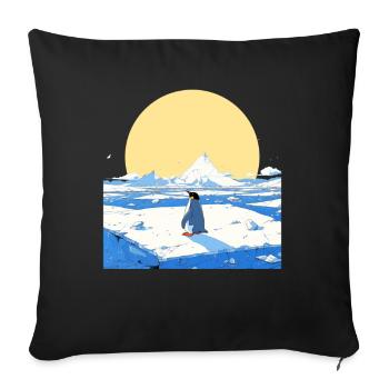 Pinguin Eisige Landschaft Kawaii Pinguin Niedlich - Sofakissenbezug 45 x 45 cm - Schwarz - Vorne