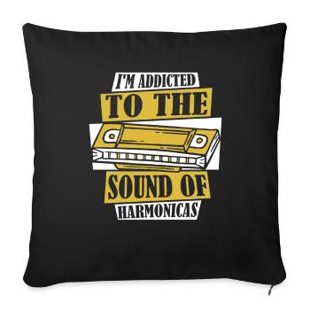 Accro au son des harmonicas et des harpes à bouche - Housse de coussin décorative 45 x 45 cm - noir - Devant