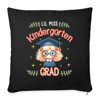 Lil Miss Kindergarten Jour de remise des diplômes Girl - Housse de coussin décorative 45 x 45 cm - noir - Devant