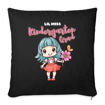 Lil Miss Kindergarten Jour de remise des diplômes Girl - Housse de coussin décorative 45 x 45 cm - noir - Devant