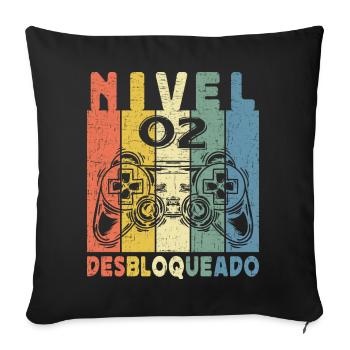 Nivel 02 Desbloqueado Gamer 02 Años 2022 Divertido - Housse de coussin décorative 45 x 45 cm - noir - Devant