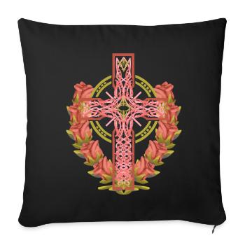 Croix Roses Croix Croix Jésus Dieu - Housse de coussin décorative 45 x 45 cm - noir - Devant
