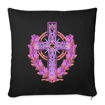 Cross Crosses Crucifix Roses Blossoms Jesus God - Sofa pillowcase 17,3'' x 17,3'' (45 x 45 cm) - black - Front