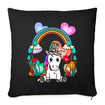 Schamanen Einhorn Pferd Regenbogen Hippie Kind - Sofakissenbezug 45 x 45 cm - Schwarz - Vorne