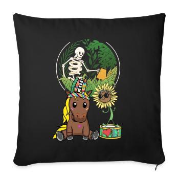 Hippie Cheval Environnement Nature Conservation Climat Terre Nature - Housse de coussin décorative 45 x 45 cm - noir - Devant