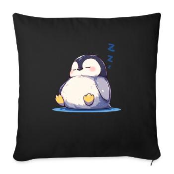 Pingouin Kawaii Pingouin mignon - Housse de coussin décorative 45 x 45 cm - noir - Devant