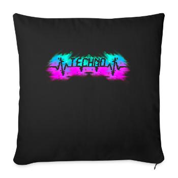 Hardcore-Rave, Raver, EDM, DJ, House-Music, Heartbeat - Housse de coussin décorative 45 x 45 cm - noir - Devant