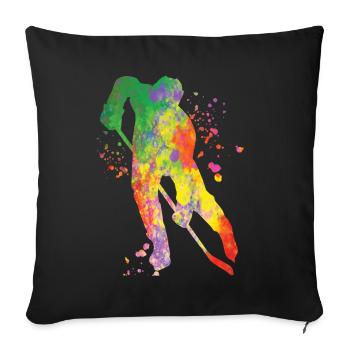 Eishockeyspieler Jungen Eishockey - Sofakissenbezug 45 x 45 cm - Schwarz - Vorne