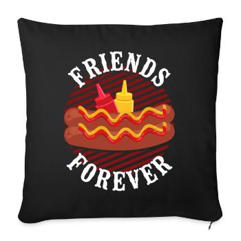 Hot Dog Adult Friends Forever - Sofakissenbezug 45 x 45 cm - Schwarz - Vorne