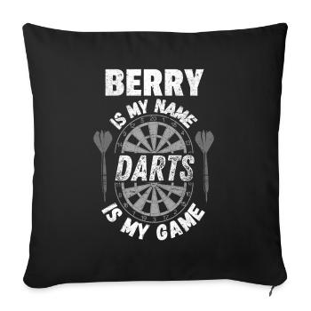 Fan de fléchettes Berry, joueur de fléchettes. Conception de fléchettes vintage - Housse de coussin décorative 45 x 45 cm - noir - Devant