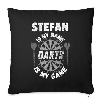 Darts design by Stefan's name. Darts Gifts - Sofa pillowcase 17,3'' x 17,3'' (45 x 45 cm) - black - Front