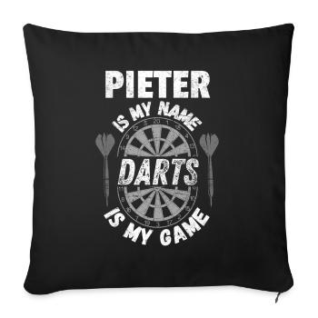 Personal dartsport fan design for Pieter darts - Sofa pillowcase 17,3'' x 17,3'' (45 x 45 cm) - black - Front