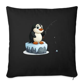 Penguin Ice Fishing Kawaii Penguin Cute - Sofa pillowcase 17,3'' x 17,3'' (45 x 45 cm) - black - Front