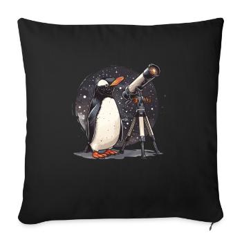 Penguin Astronomer Kawaii Penguin Cute - Sofa pillowcase 17,3'' x 17,3'' (45 x 45 cm) - black - Front