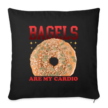 Bagel Bagel Pain Beigel Cadeau - Housse de coussin décorative 45 x 45 cm - noir - Devant