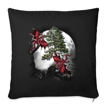 Drache Drachen Fabel Mittelalter Märchen Myth - Sofakissenbezug 45 x 45 cm - Schwarz - Vorne