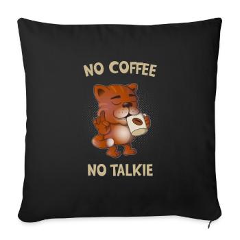 Pas de café Pas de Smaltalk Drôle de chat - Housse de coussin décorative 45 x 45 cm - noir - Devant