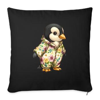 Pyjama Pingouin Kawaii Pingouin Mignon - Housse de coussin décorative 45 x 45 cm - noir - Devant