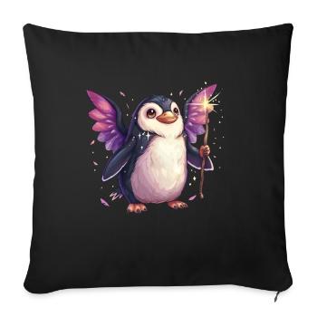 Pingouin Fée Kawaii Pingouin Mignon - Housse de coussin décorative 45 x 45 cm - noir - Devant