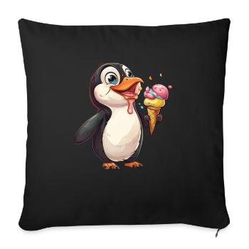 Penguin Ice Cream Kawaii Penguin Cute - Sofa pillowcase 17,3'' x 17,3'' (45 x 45 cm) - black - Front