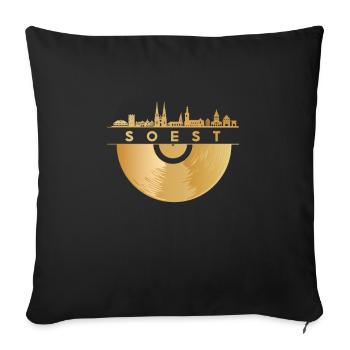 Vinyl Record Disco Music Skyline--Soest - Sofa pillowcase 17,3'' x 17,3'' (45 x 45 cm) - black - Front