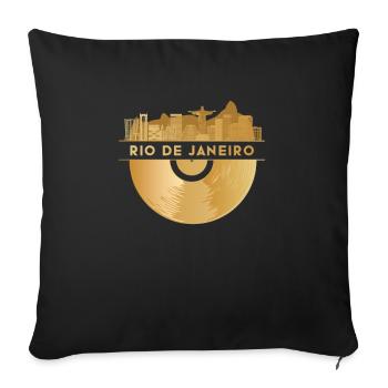 Disque vinyle Disco Musique Skyline - Housse de coussin décorative 45 x 45 cm - noir - Devant