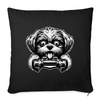 Crazy Shih Tsu dog gamefreak gamers - Sofa pillowcase 17,3'' x 17,3'' (45 x 45 cm) - black - Front