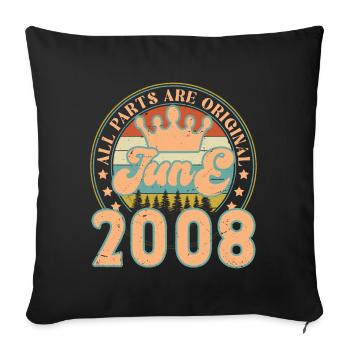 Juin 2008. Cadeau d’anniversaire juin 2008. June - Housse de coussin décorative 45 x 45 cm - noir - Devant