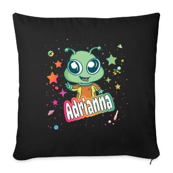 ADRIANNA - Beau nom de fille avec un extraterrestre mignon - Housse de coussin décorative 45 x 45 cm - noir - Devant