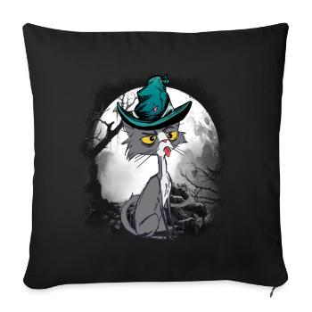 Magical Cat Cats Wizard Fairy Tale Character Fairy Tale - Sofa pillowcase 17,3'' x 17,3'' (45 x 45 cm) - black - Front