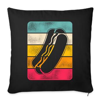 Hot Dog Adulte Rétro Vintage - Housse de coussin décorative 45 x 45 cm - noir - Devant