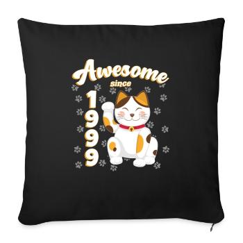1999 Anniversaire Génial depuis Cat Maneki neko - Housse de coussin décorative 45 x 45 cm - noir - Devant