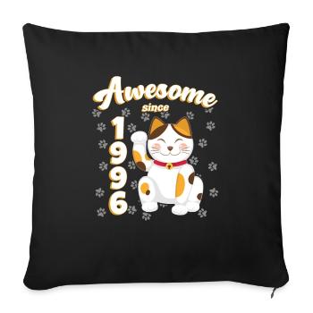 1996 Anniversaire Génial depuis Chat Maneki neko - Housse de coussin décorative 45 x 45 cm - noir - Devant