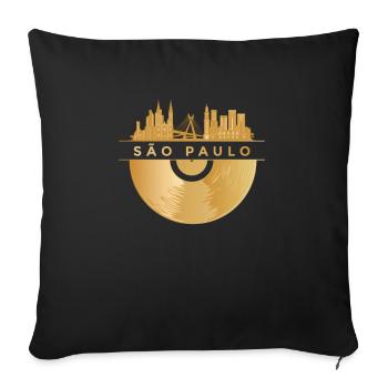 Disque vinyle Disco Music Skyline Sao Paulo - Housse de coussin décorative 45 x 45 cm - noir - Devant