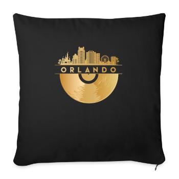 Vinyl Record Disco Music Skyline-Orlando - Sofa pillowcase 17,3'' x 17,3'' (45 x 45 cm) - black - Front