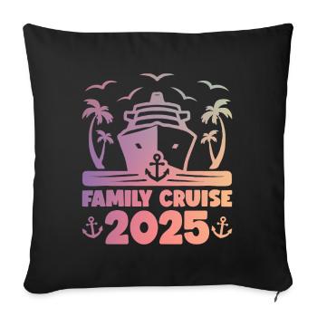 Croisière Vacances 2025 Croisière en famille - Housse de coussin décorative 45 x 45 cm - noir - Devant