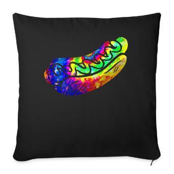 Hot Dog Adult Tie Dye 90s Retro - Sofa pillowcase 17,3'' x 17,3'' (45 x 45 cm) - black - Front