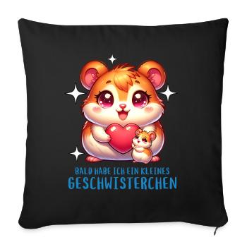 J’ai un frère ou une sœur - Housse de coussin décorative 45 x 45 cm - noir - Devant