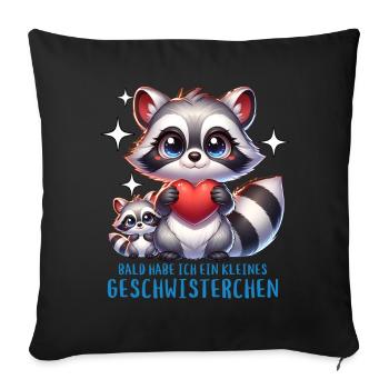 J’ai un frère ou une sœur - Housse de coussin décorative 45 x 45 cm - noir - Devant
