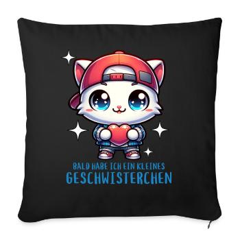 J’ai un frère ou une sœur - Housse de coussin décorative 45 x 45 cm - noir - Devant