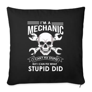 Car mechanic mechatronics technician screwdriver sayings - Sofa pillowcase 17,3'' x 17,3'' (45 x 45 cm) - black - Front