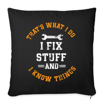 Car mechanic mechatronics technician screwdriver sayings - Sofa pillowcase 17,3'' x 17,3'' (45 x 45 cm) - black - Front