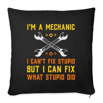 Car mechanic mechatronics technician screwdriver sayings - Sofa pillowcase 17,3'' x 17,3'' (45 x 45 cm) - black - Front