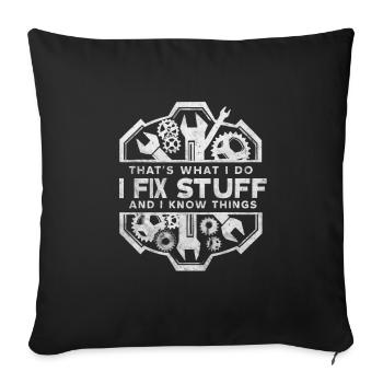 Car mechanic mechatronics technician screwdriver sayings - Sofa pillowcase 17,3'' x 17,3'' (45 x 45 cm) - black - Front